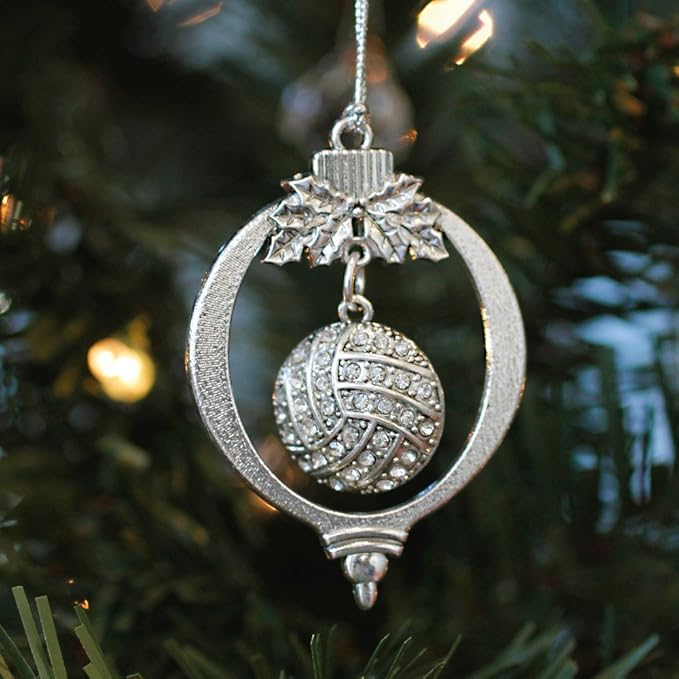 Inspired Silver - Volleyball - Silver Christmas Ornament - Unique Charm Christmas Tree Ornament - Holiday Hanging Decoration