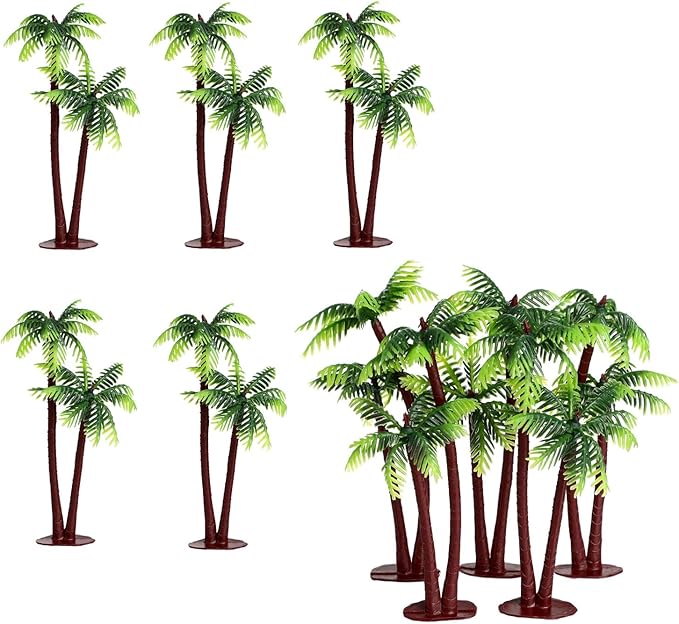 BESPORTBLE Palm Tree Decor Simulation Tree Miniature Tree Landscape Fish Tank Landscaping Plant Tree Prop Model Decoration 5Pcs (Green)