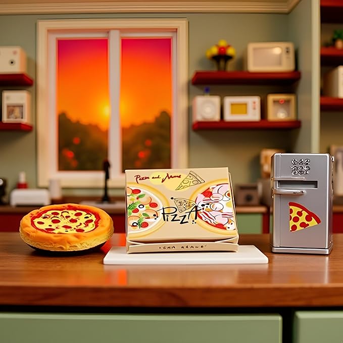 Miniature Pizza Box Set, 1:6 1:12 Dollhouse Food Model Set Doll House Furniture Supplies，Dollhouse DIY Accessories，Dollhouse Furniture Shooting Props