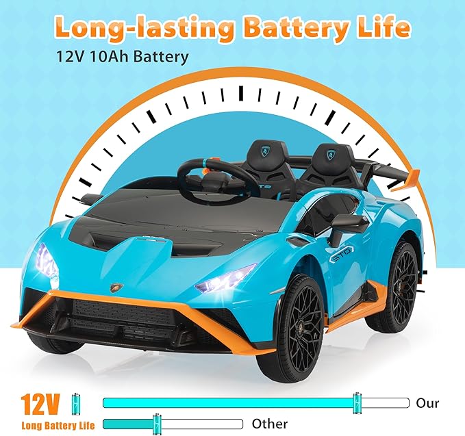 Lamborghini Kids Car TOBBI 12V Ride on Toys with Parental Remote Battery Powered Children Motorized Vehicles for Kids to Drive Lambo Ride on for Toddlers 3-8, Blue