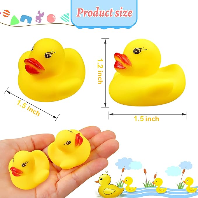 Rubber Ducks Bath Toys 50PCS Mini Ducks Bulk for Kids Baby Shower Decorations Birthday Party Favors Gift Classroom Summer Beach Pool Activity Carnival Game