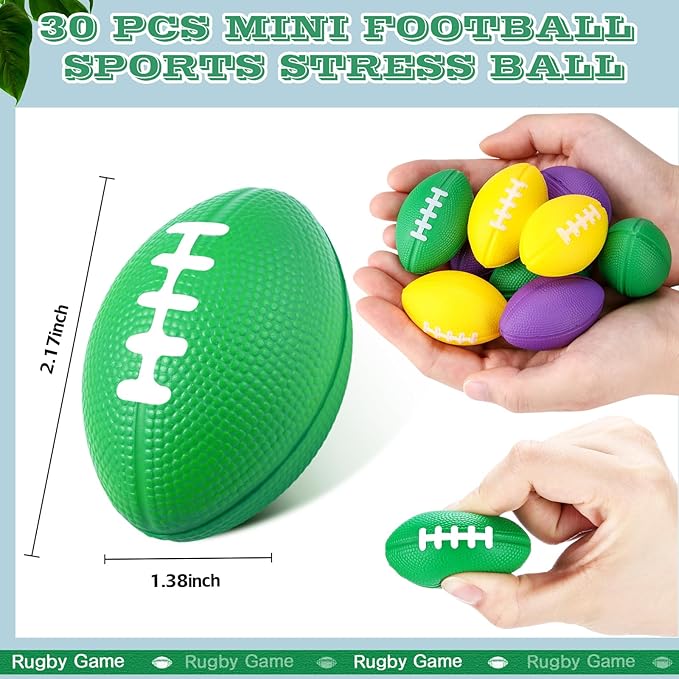 Blulu 30 Pack Mini Footballs Bulk 2.17" Kids Foam Stress Balls Football Party Toy Favor Small Stress Sports Ball for Birthday Homecoming Game Back to School Reward Party Gift Goodie Bags Stuffers