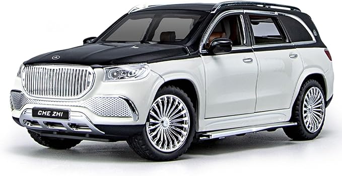 EROCK 1:24 Benz Toy car, Benz Maybach GLS600 Alloy car Model Toys, with Sound and Light Function, Suitable for Adults and Children as Gifts, Collectibles, Decorations. (White Black-GLS600)