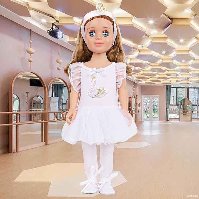 MSYO 18 Inch Doll Clothes & Accessories Bundle-19-Piece Fashion Doll Outfit Set with 5 Clothes,2 Shoes (8 Style Options) & 2 Socks,Girl Doll Accessories Gift for Kids, Role Play & Dress-Up