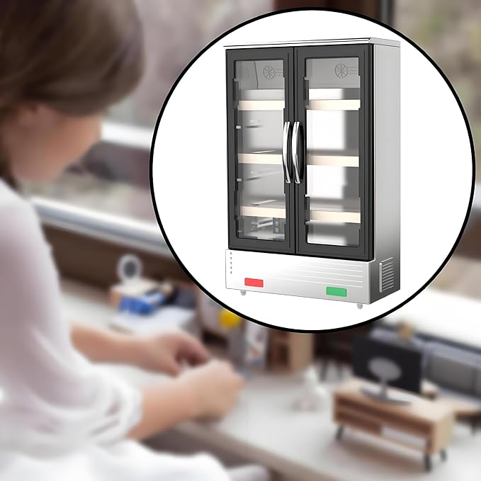Miniature Can Open Door Refrigerator Model – 1:12 Scale Creative Kitchen Appliance, DIY Micro Scene Refrigerator for Dollhouse Furniture, Life Scene Display, Collector & Craft Enthusiast Décor (B)