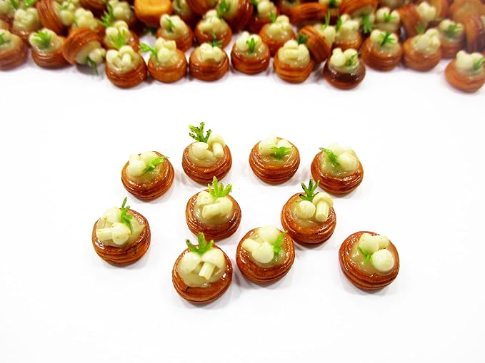 Lot 10 Loose Mushroom Puff Pie Dollhouse Miniatures Food Bakery Deco 12144