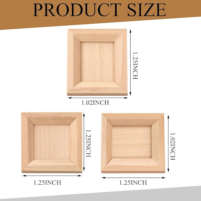 12 Pcs Dollhouse Picture Frames 1:12 Scale Miniature Picture Frames for Dollhouse Small Photo Frame Mini Wooden Dollhouses Accessories Mini House Decoration Simulation for Craft Artwork(1.25 Inches)