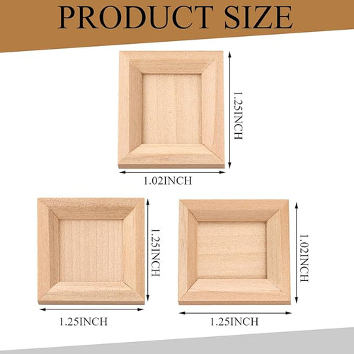 12 Pcs Dollhouse Picture Frames 1:12 Scale Miniature Picture Frames for Dollhouse Small Photo Frame Mini Wooden Dollhouses Accessories Mini House Decoration Simulation for Craft Artwork(1.25 Inches)