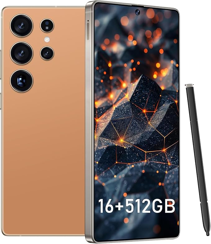BDWJW I25 Ultra Smartphone 16GB+512GB Android 14 Smartphone, 6.99" FHD+ Display, 7000mAh Battery, 108MP+68MP Dual Camera, Built-in Pen Stylus, Fast Performance Large Memory (Titanium Orange)