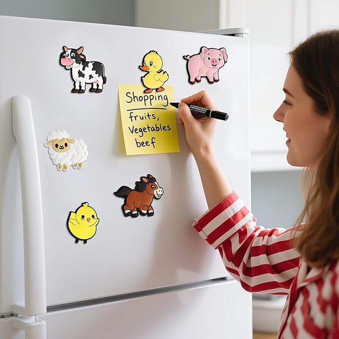 Refrigerator Magnets for Kids, Large Cute Farm Animals Fridge Magnets for Toddlers 1-3, Soft Full Back Magnet Refrigerator Educational Learning Toys for Boys Girls, Magnet for Kids Birthday Gifts