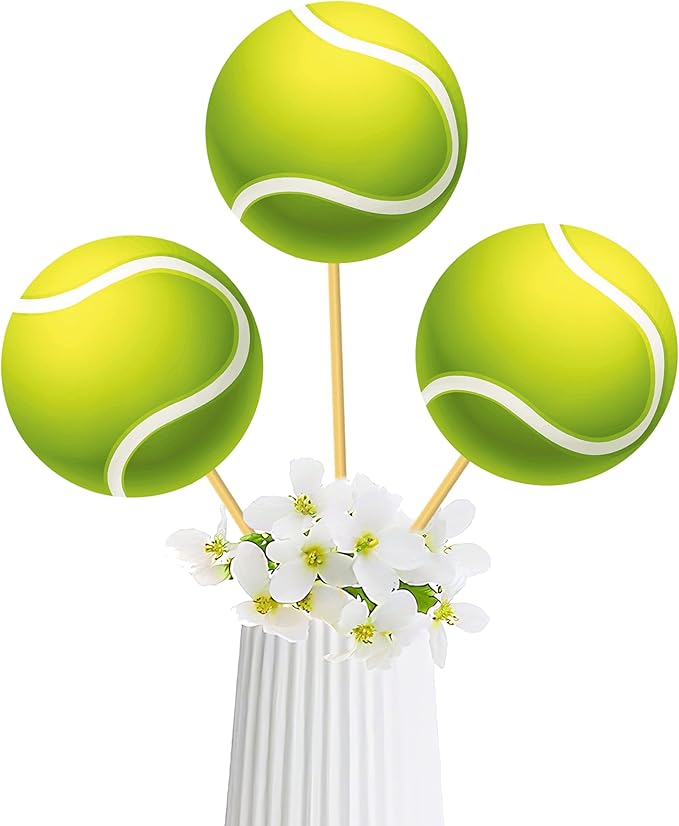 Tennis Party Decoration 22pcs Tennis Ball Centerpiece Sticks Tennis Theme Party Decorations Sport Party Table Topper for Tennis Player Birthday Party Baby Shower Supplies