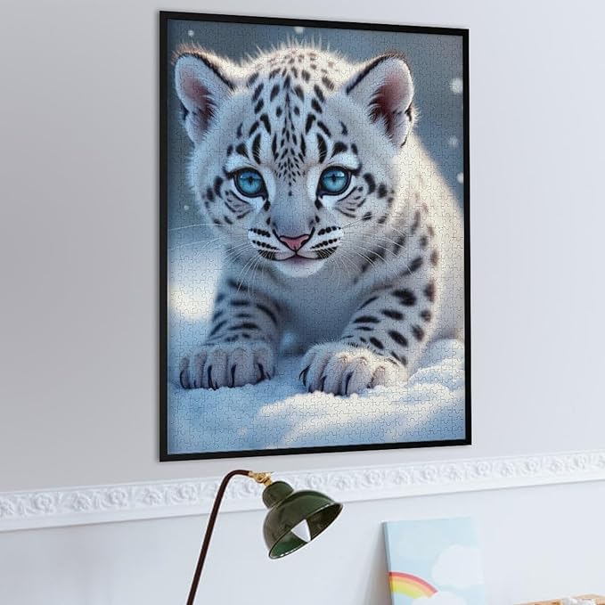 Jigsaw Puzzles for Adults 1000 Piece - Cute Snow Leopard Wooden Puzzle,Stress Relief Games,Funny Puzzles，Unique Gifts for Wall Art，Family Puzzle，Educational Games，Challenge Puzzles