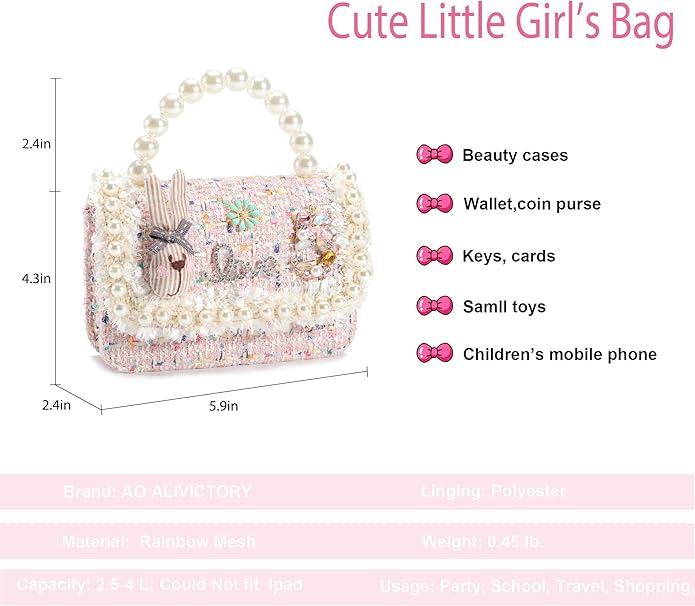 AO ALI VICTORY Toddler Gifts Kids Purse for Little Girls Mini Girl's Handbag Shoulder Crossbody Bag