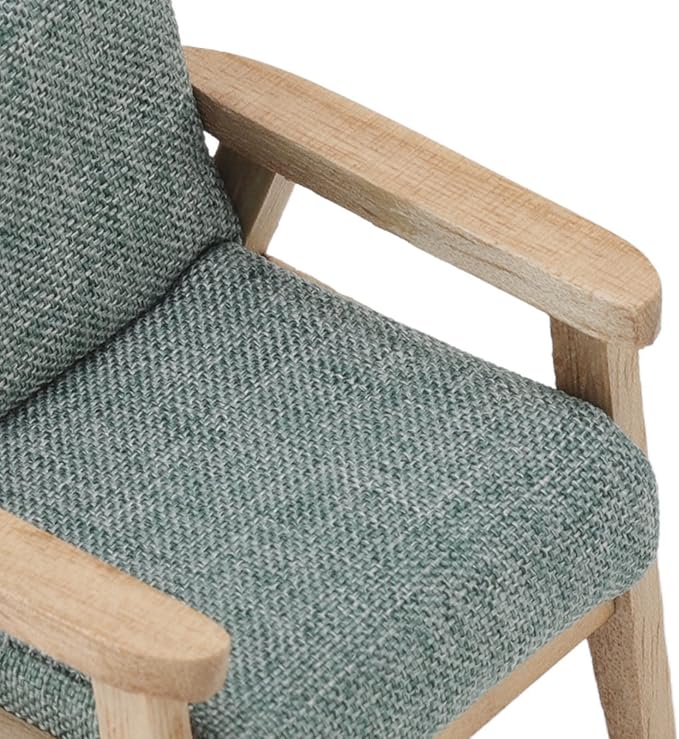 Doll House Sofa 1:12 Doll House Miniature Japanese Single Fabric Armchair Sofa Living Room Furniture Decoration(Grey Green)