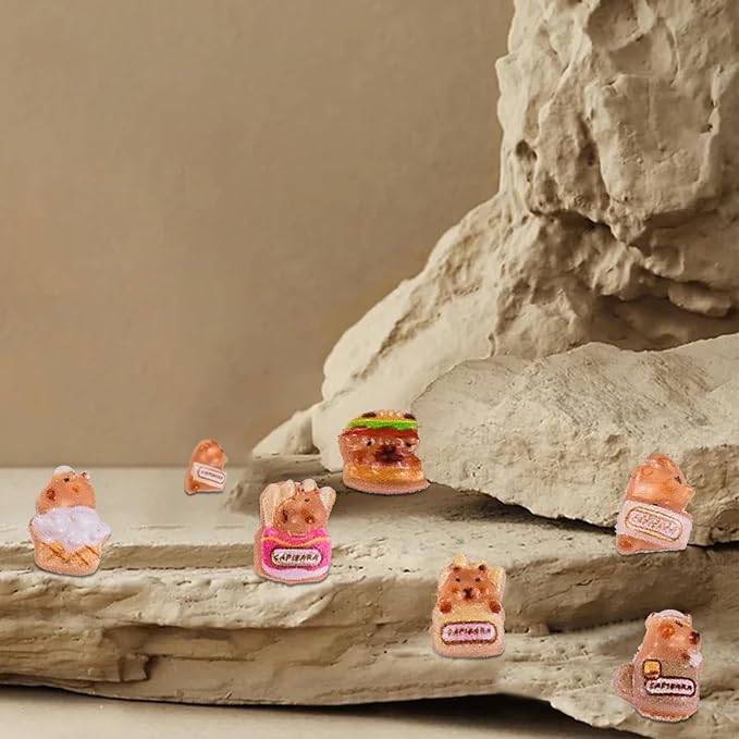 200 Pieces Tiny Capybara Decor for Dollhouse Micro Resin Animals for DIY Crafts Mini Things for Fairy Garden Micro Landscaping Decoration