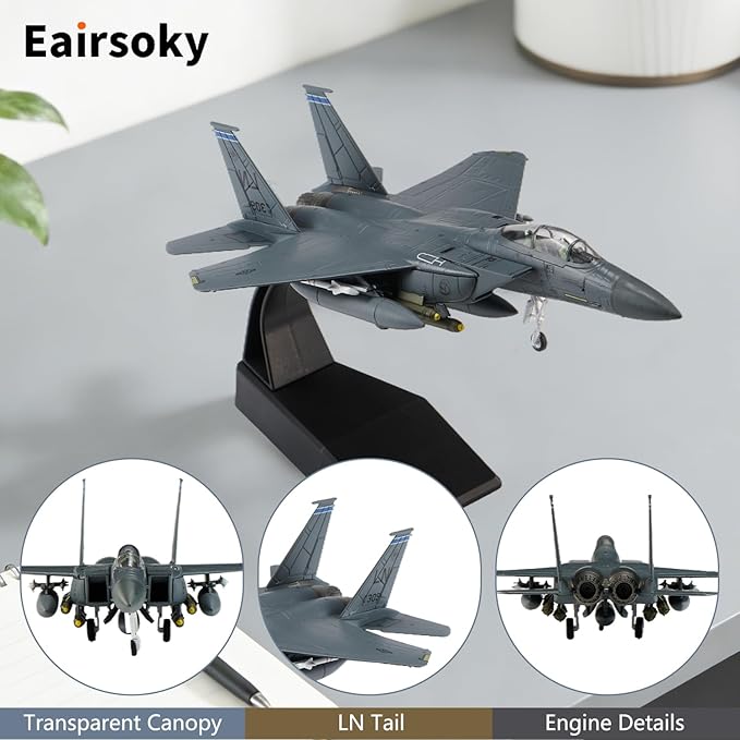 1:100 Scale F-15E Strike Eagle Metal Fighter Jet Model Military Die-cast Aircraft Models for Collection or Gift LN Tail