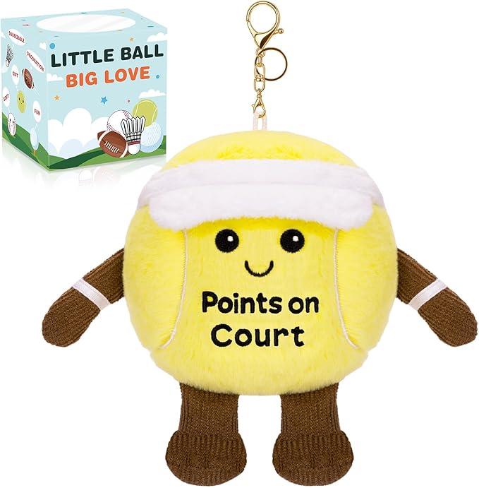 Dalycro Tennis Ball Plush Keychain for Backpack, Cute Tennis Ball Gift for Coach Sports Fans Lover Women Men