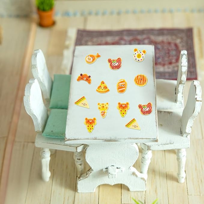200 PCS Mini Food Figures for Crafts Tiny Resin Baking Bread Miniature Things for Dollhouse Fairy Garden Micro Landscaping Decoration Cake Toppers Decor