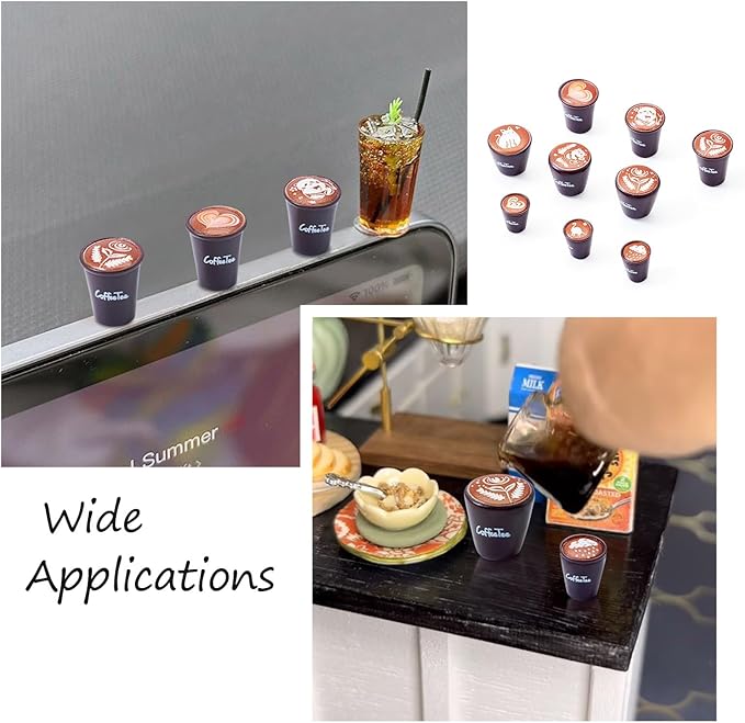 36 Pcs Resin Coffee Cups Charms Coffee Lattes Miniature Dollhouse Accessories Cute Tableware Coffees Kitchen Ornaments for Garden Kitchen Tableware Office Desk Decor