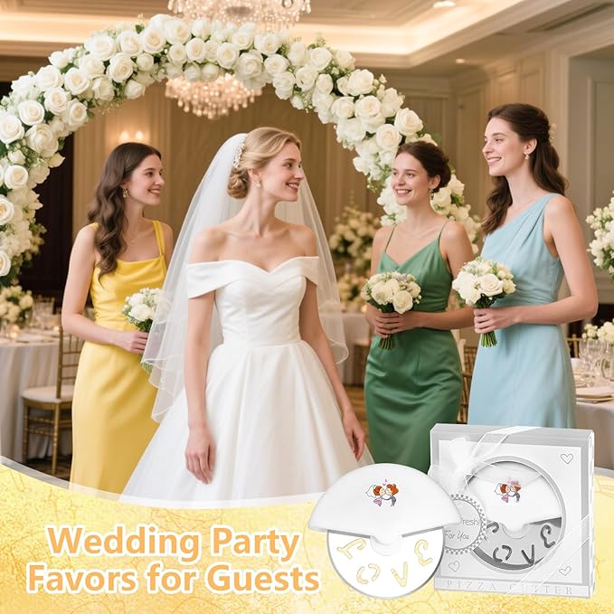 30Pcs Pizza Cutter Wedding Party Favors for Guests, Mini Stainless Steel Pizza Cutter with Silver Gift Box for Bridal Decoration Baby Shower Return Souvenirs Guest Prizes