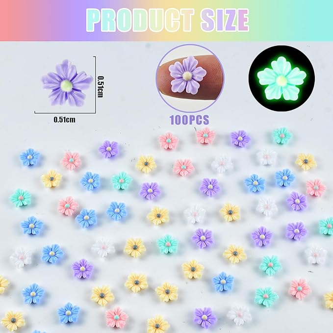 100 Pieces Tiny Flower for Dollhouse Miniatures Resin Things for Crafts Mini Flowers for Fairy Garden Micro Landscaping Decoration