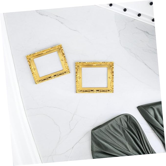 Generic 2pcs Dollhouse Gold Decorative Mini House Layout Props Plastic Craft Adornments for DIY Miniature Furniture Scenes