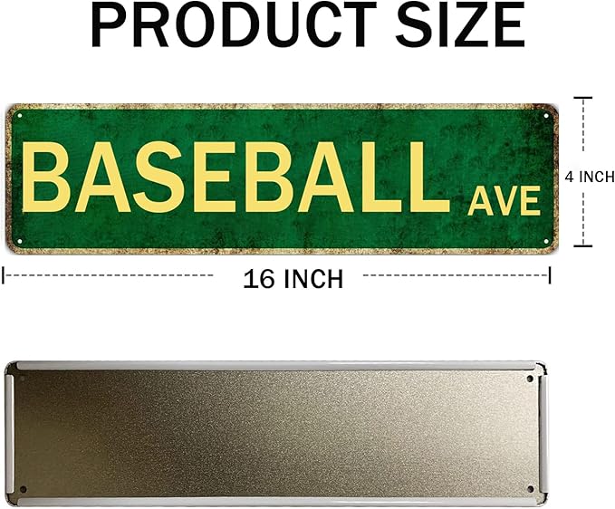 Baseball Decor For Boys Room Baseball Sports Vintage Metal Baseball Ave Tin Signs For Man Cave Boys Only Signs For Kids Room Decor Baseball Ave Theme Party Decorations Poster 4x16 Inch