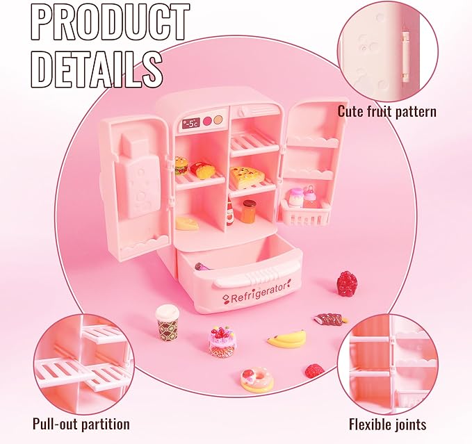 Mini Dollhouse Fridge Miniature Dollhouse Refrigerator Mini Fridge Toy Mini Toy Refrigerator Kids Play Kitchen Furniture Toy Set