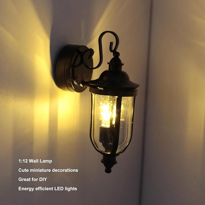 Dollhouse LED Wall Sconces, 1: 12 Scale Dollhouse Miniature LED Wall Light Lamp, Vintage Mini Wall Sconces for DIY Dollhouse Living Room, Dollhouse Landscape Decorations