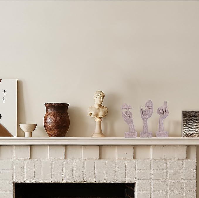oliruim 3 Pcs Thinker Small Statue Set - Art Resin Abstract Home Accent Figurines for Decor Woman Apartment Bookshelf Floating Shelf Coffee Table Office Desk Counter Decor (3 Pcs Sandstone, 6")