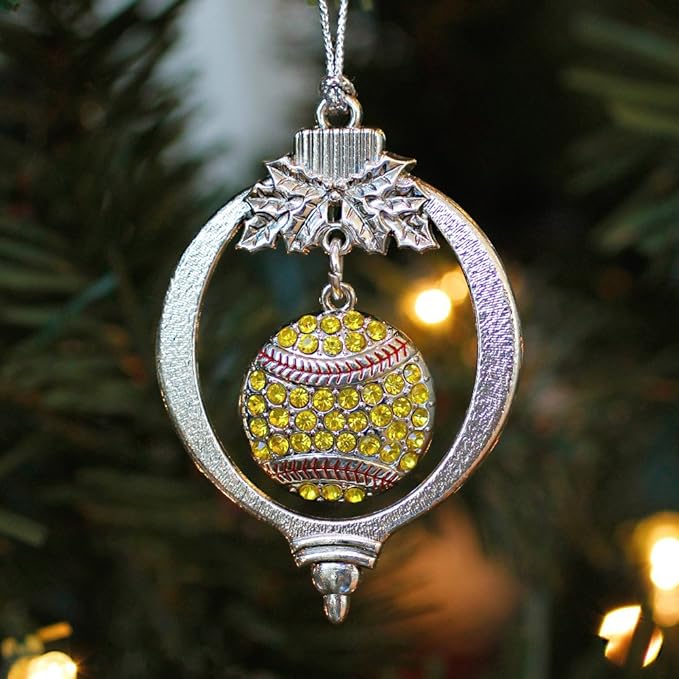 Inspired Silver - Softball - Silver Christmas Ornament - Unique Charm Christmas Tree Ornament - Holiday Hanging Decoration