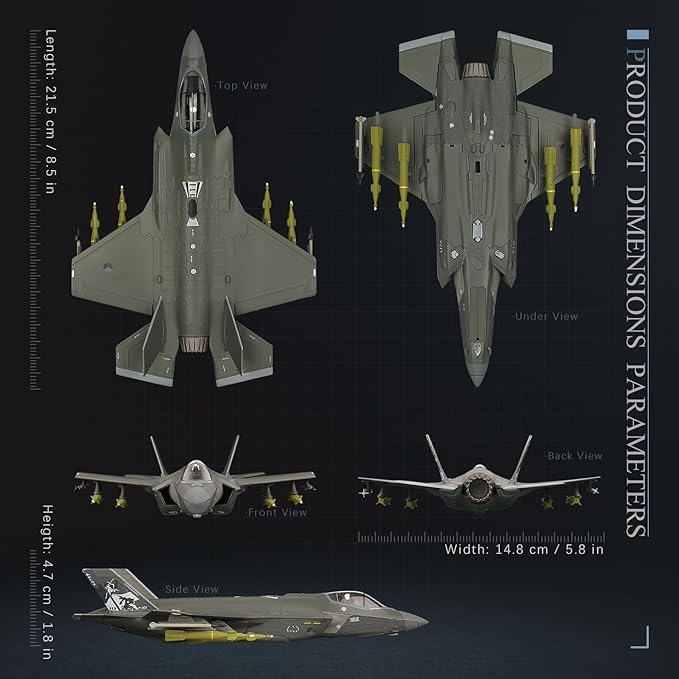 HANGHANG 1/72 Military Model Plane F-35A Hunt Lightning II Alloy Fighter Plane Model Model Airplane for Collections and Displays