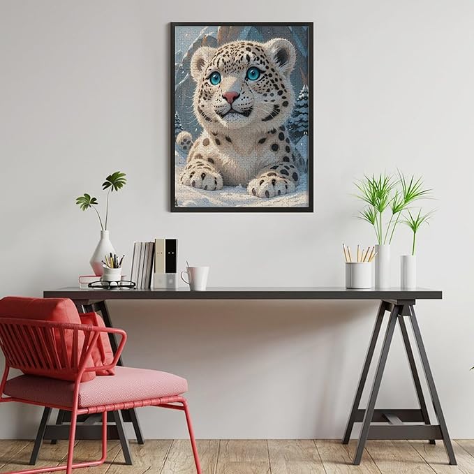 Jigsaw Puzzles for Adults 500 Piece - Cute Snow Leopard Wooden Puzzle,Puzzle Games,Stress Relief Games,Funny Puzzles，Unique Gifts for Wall Art，Family Puzzles，Educational Games