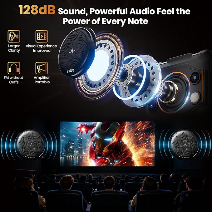 FOSSIBOT F110 Pro Rugged Smartphone Unlocked 5G Android 15, 128dB Loudest Speaker 20GB+128GB /2TB 10000mAH, 6.7'' HD Display 50MP Rear Camera, IP68/69K Waterproof, NFC/Dual SIM/Widevine L1