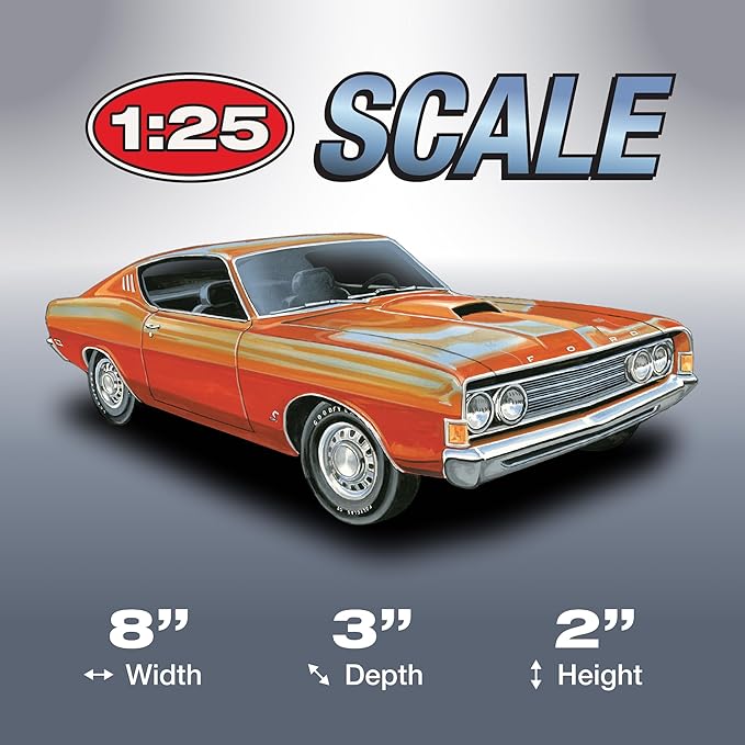 AMT Unknown 1969 Ford Torino Cobra Fastback 1:25 Scale Model Kit, White (AMT1217M)
