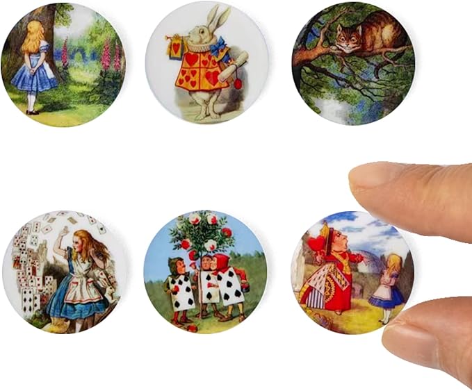 6PCS Handcrafted Miniature Ceramic Plates in 1:12 or 1:6 Scale, Vintage Porcelain Playhouse Dishes (Alice, 2.3CM)