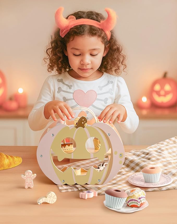 ROBOTIME Toy Food – Play Food Sets for Kids Kitchen, Pretend Food Play Kitchen Accessories, Play Kitchen Food Candy Playset with Carry Rope & Candy Rack