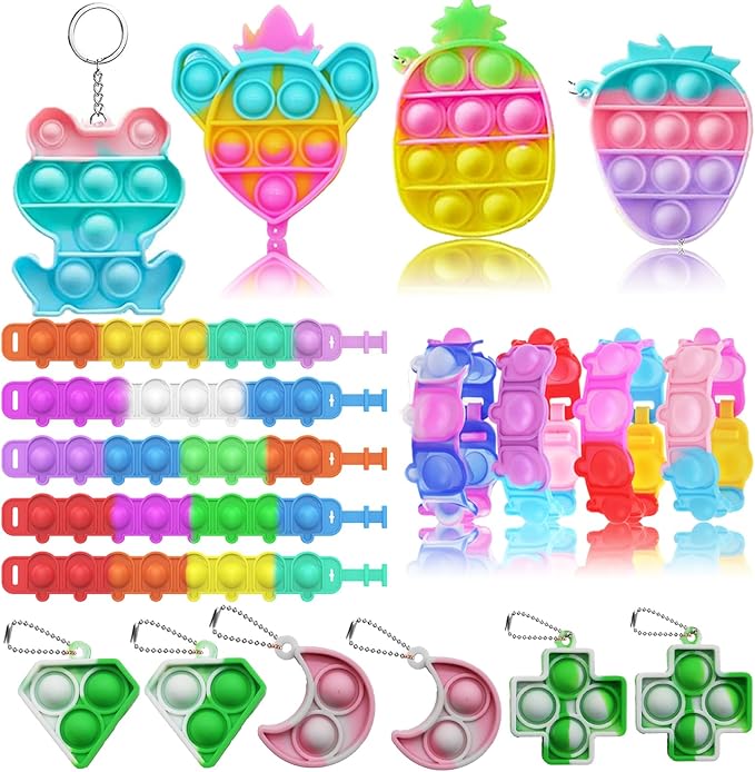 134 Pcs Pop Party Favors for Kids, Fidget Treasure Box Toys, Classroom Prizes, Pinata Filler Goodie Bag Stuffers,Treasure Chest, Carnival Prize Box Bulk Toys for Boys Girls