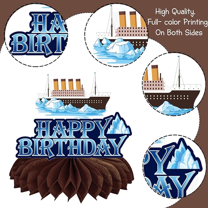 Nautical Theme Party Honeycomb Centerpieces 12-Piece Cruise Ship Classic Movie Table Decorations Ocean Ship Table Centerpieces Nautical Birthday Party Decorations for Baby Shower Supplies