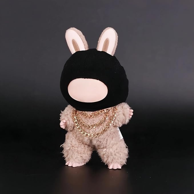 2026 New 17cm Doll Fashion Clothes Set: Black Head Cover, Three-Layer Gold Necklace - Funny Outfits & Accessories for Unique Style (Doll Not Included)