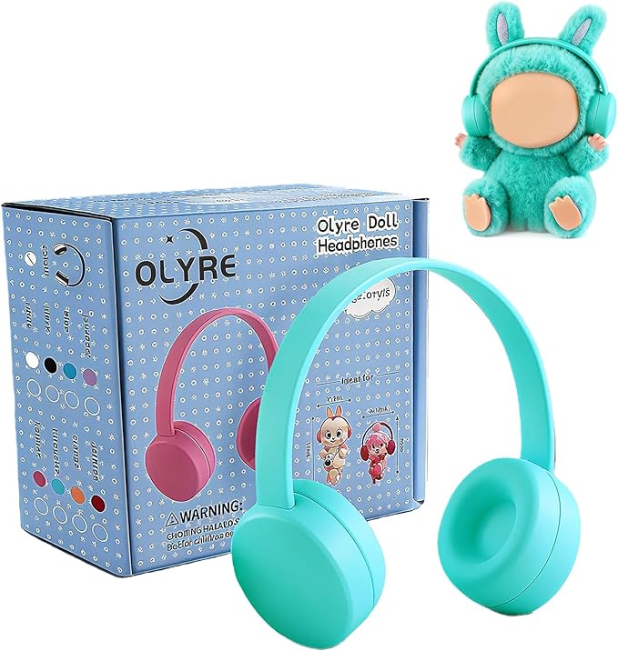 Olyre Doll Headphones for Dolls, Fits 17cm(6.69") Height Trendy Dolls or 1/6 BJDs, Miniature Headset Costume/Clothing Accessory (Doll Not Included) (Blue)
