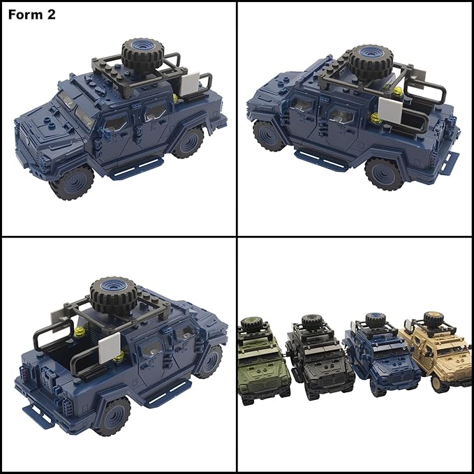 Military Vehicle Building Toy, Armored Vehicle Building Block Toy, Army Battle Brick, Military Car Model Toys for Age 6 7 8 9 10 11 12+, Accessories Compatible with Major Mini Figure (Blue)