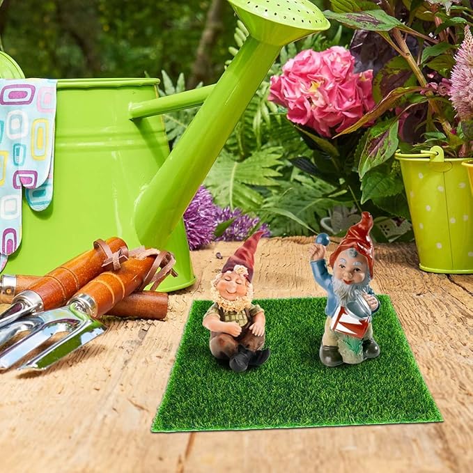 12 Pack Fairy Garden Grass 6 x 6 Inches Miniature Artificial Craft Grass for Dollhouse Ornament DIY Decoration