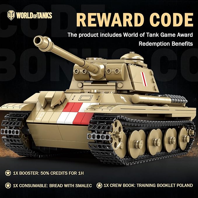 Reobrix Pudel Tank Building Block Set for Adult, WW2 Military German Tank Model Set 77034, World of Tanks Authorized Products MilitaryToys Building Set for Military Fans Boys Kids Age 14+ (969PCS)