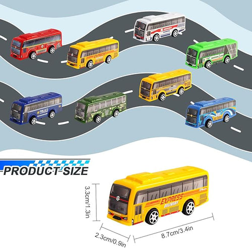 16 Pcs Pull Back City Bus Vehicles Toys Set, Mini Pull Back Cars for Kids Toddlers, Friction Powered Racing Vehicles Bulk Toys, Party Favors Goodie Bags Stuffers Pinata Fillers for Boys Girls