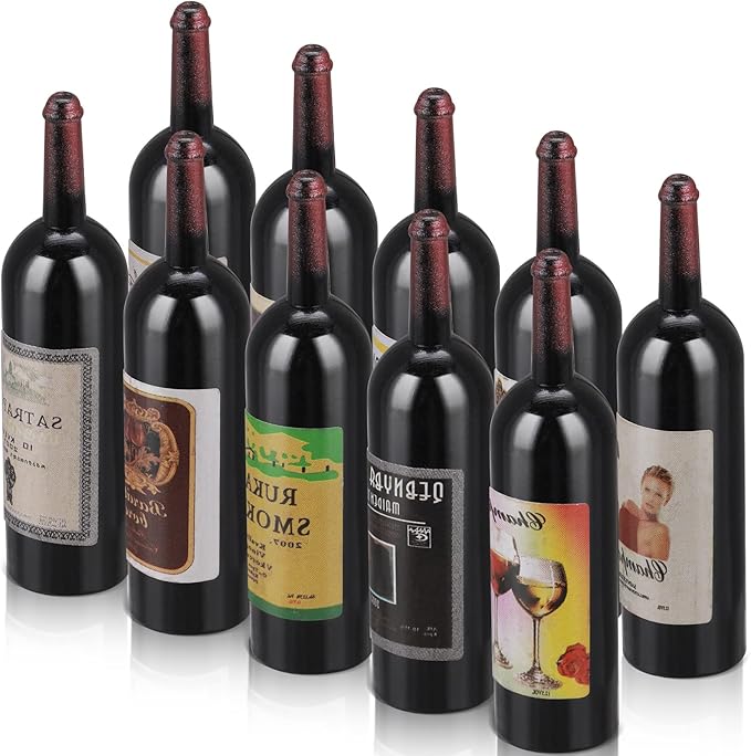 Simarro Dollhouse Wine Bottles - 10pcs Miniature Red Wine Bottles for Model Window Display