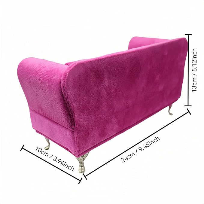 CONCISE Adult Dollhouse Furniture 1/6 1/12 Scale Miniature Velvet Sofa Hidden Jewelry Box for Women 14+ Collectors Ring Earring Necklace Bracelet Trinket Keepsake Storage Diorama Model Kit Display
