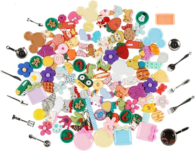 NWFashion 112PCS Miniature Decor Dessert Pastry Toy Food Cake Topper Scrapbooking Shoe Decoration Charms (Mix)