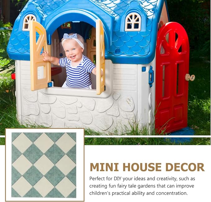 Toyvian Dollhouse Mosaic Floor Tile Miniature Kitchen Bathroom Flooring Wallpaper Mini Floorboard Doll House Assesseries Decorations