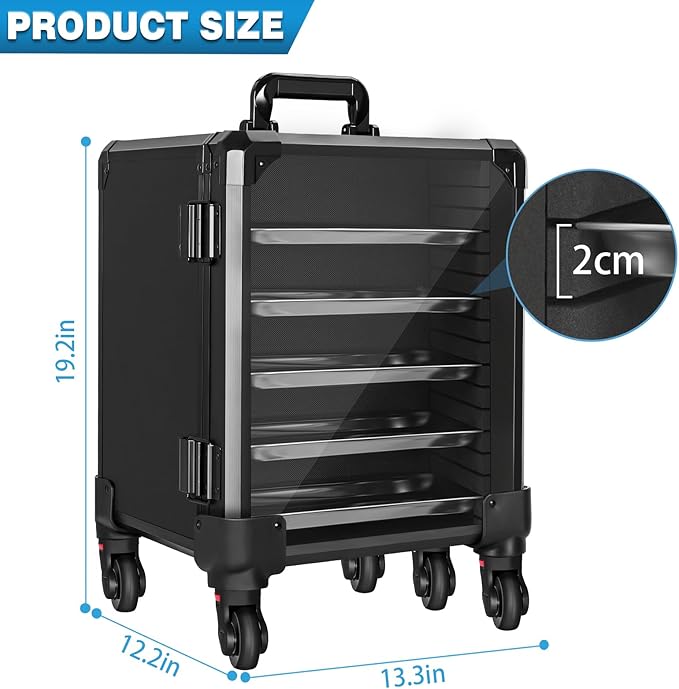 Miniatures Storage Case Miniatures Transport Case Aluminum Alloy Frame Display Case with Lock and Trolley (Medium Size)